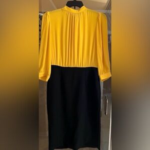 New York & Company Yellow and Black Two-Tone Sheath Dress